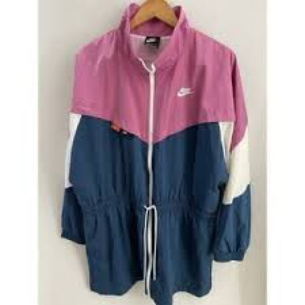 Nike Women's Tri-Tone Windbreaker Jacket - Pink, Blue, White - Picture 4 of 4